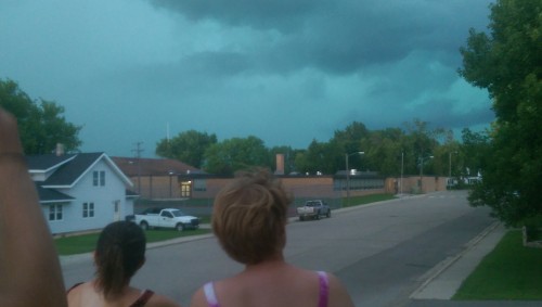 Out storm watching on the porch.